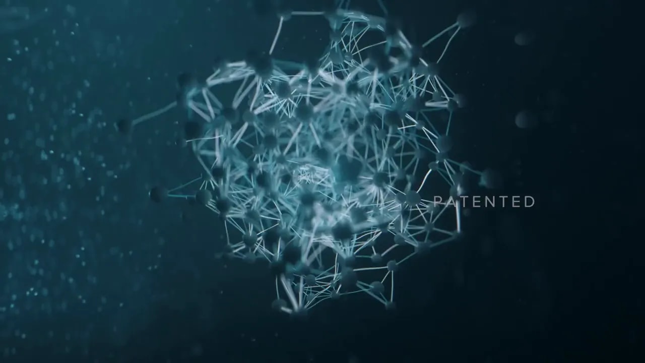 Visualisation abstraite d'un réseau moléculaire représentant un mélange breveté d'activation de NRF2